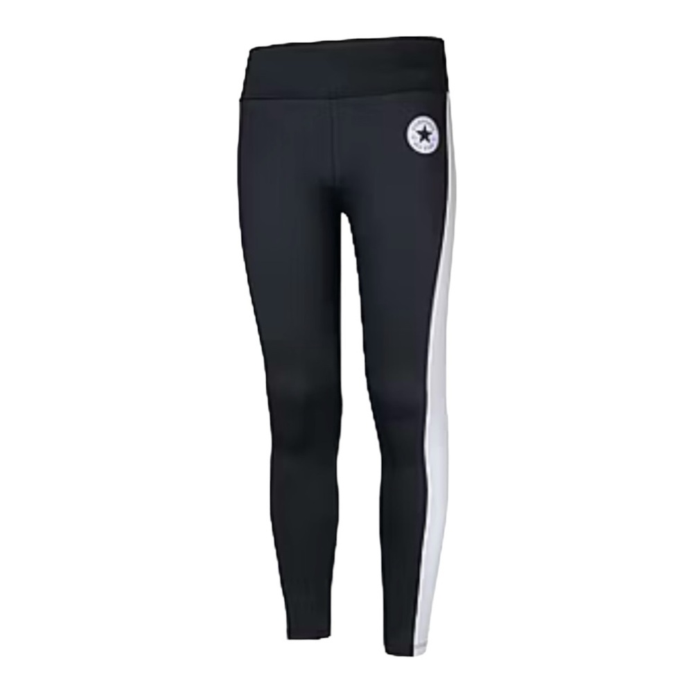 New CONVERSE Girls Color Blocked High Rise Logo Leggings Black Medium